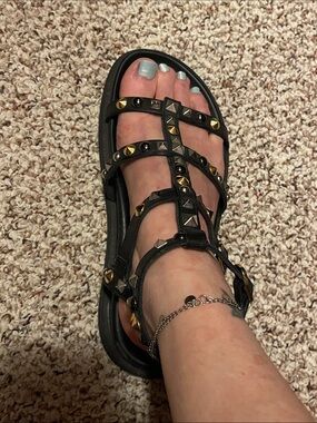 Black Studded Gladiator Sandal